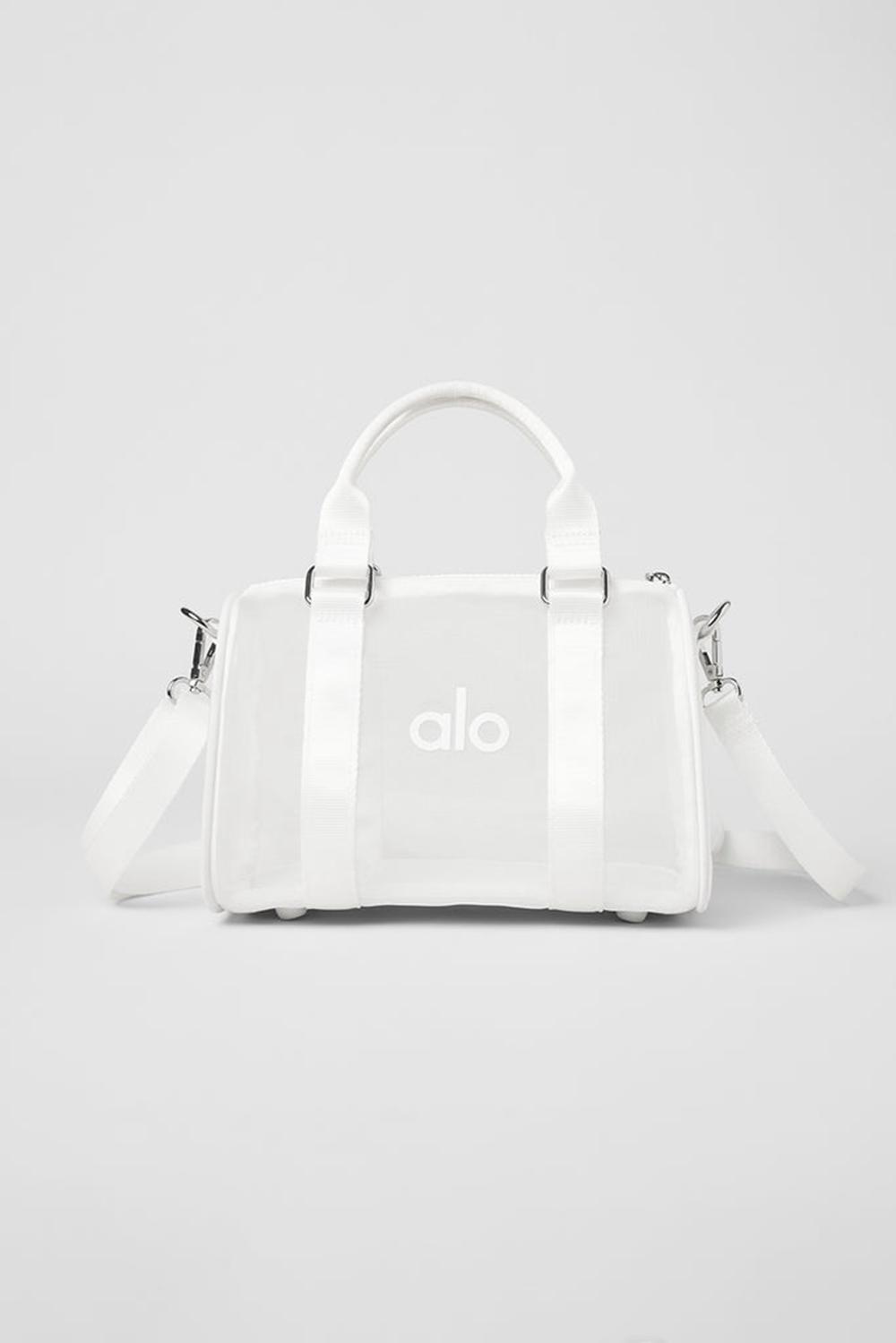 Women Alo Yoga Mini Sheer Duffle Bag White | India  04738-WBUC