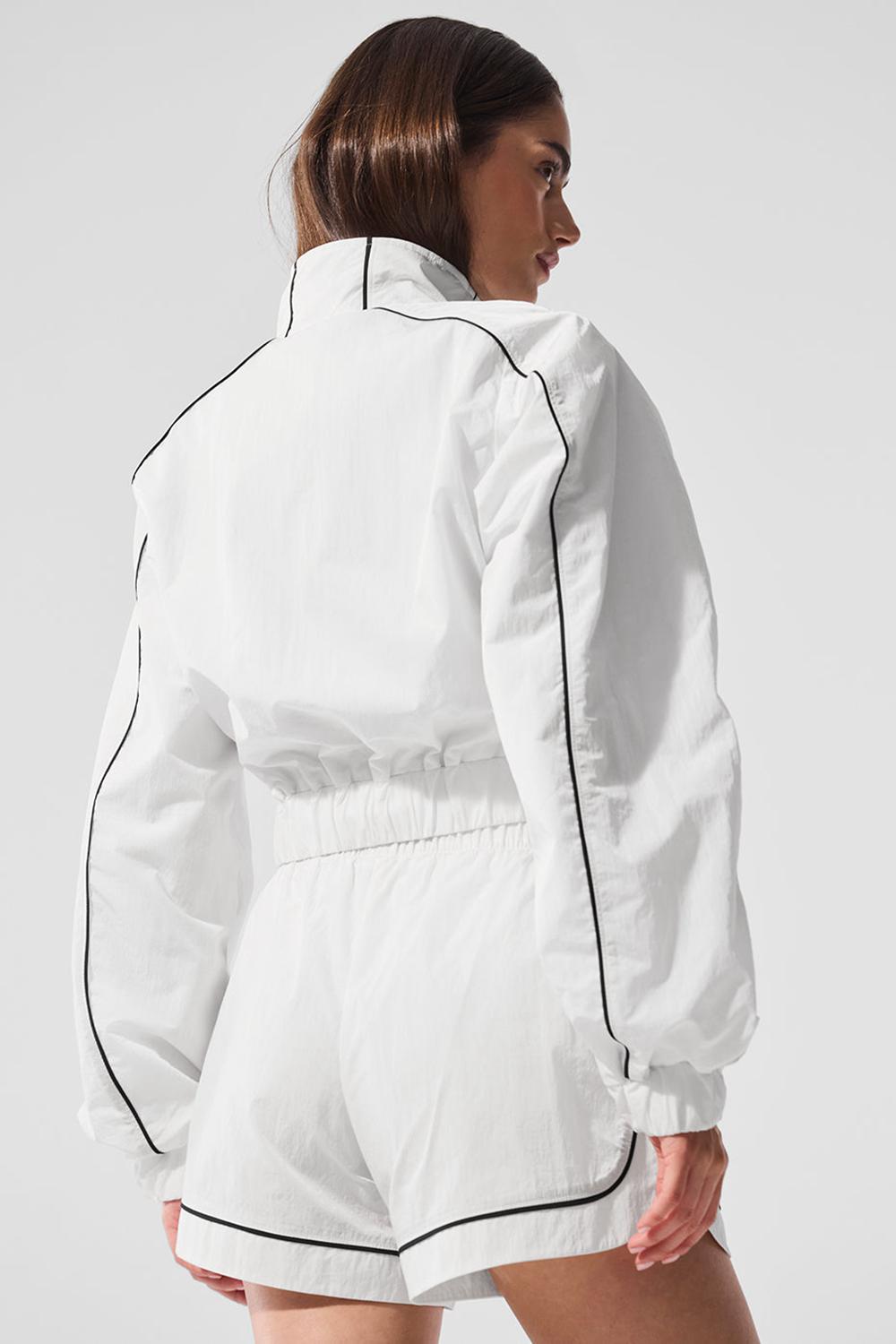 Women Alo Yoga Motivate Full-Zip Track Jacket White / Black | India  29174-FRGW