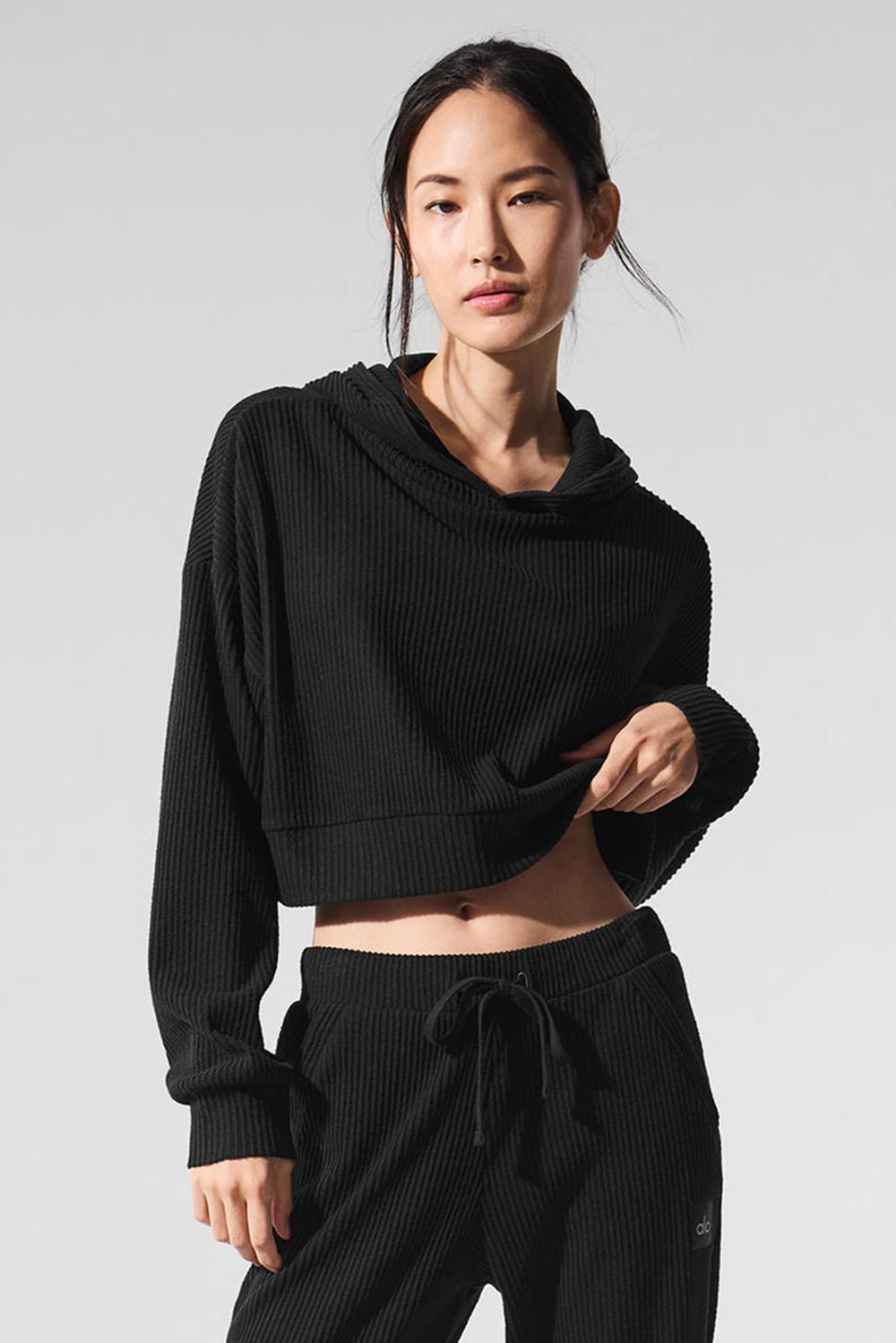 Women Alo Yoga Muse Hoodie Black | India  05367-MGXS