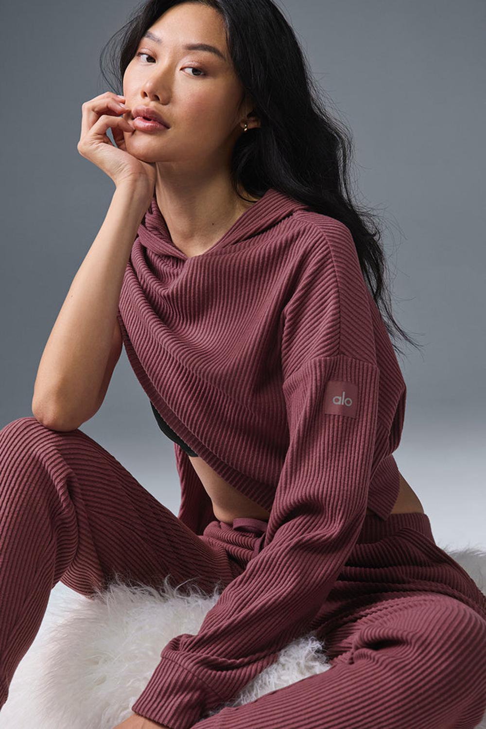 Women Alo Yoga Muse Hoodie Burgundy Truffle | India  65934-AXPY