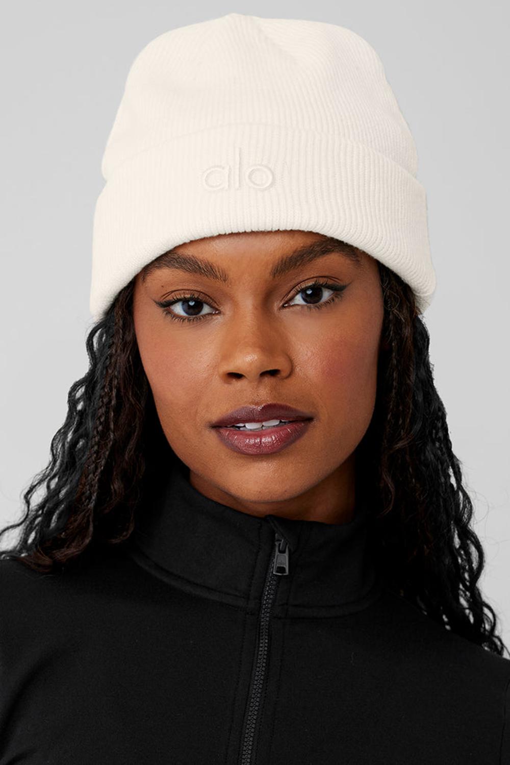 Women Alo Yoga Notable Beanie Ivory | India  61389-NDGC