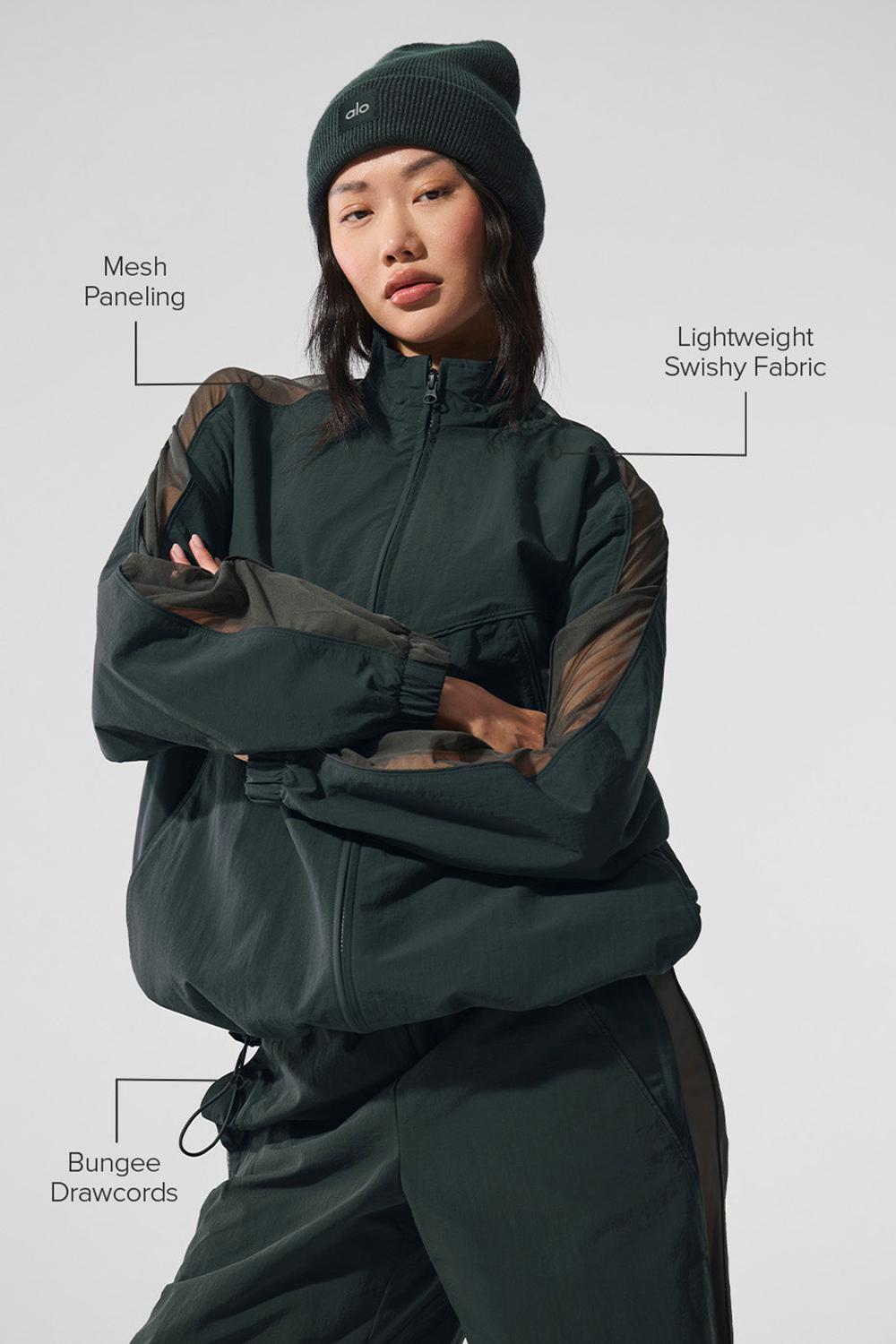 Women Alo Yoga Origin Full-Zip Track Jacket Charcoal Green | India  43598-MKTZ