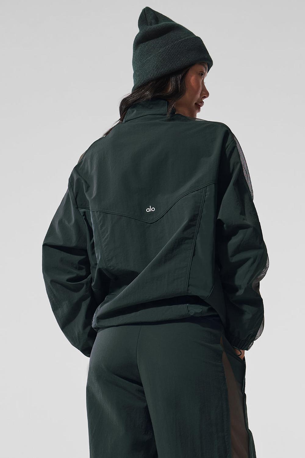 Women Alo Yoga Origin Full-Zip Track Jacket Charcoal Green | India  43598-MKTZ