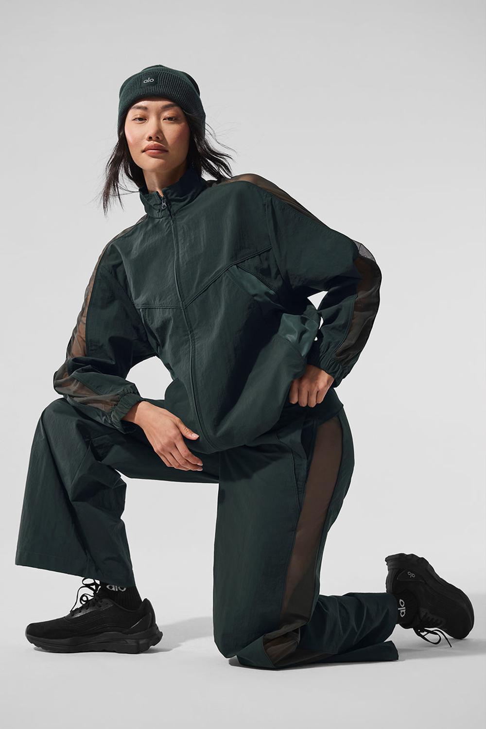 Women Alo Yoga Origin Full-Zip Track Jacket Charcoal Green | India  43598-MKTZ