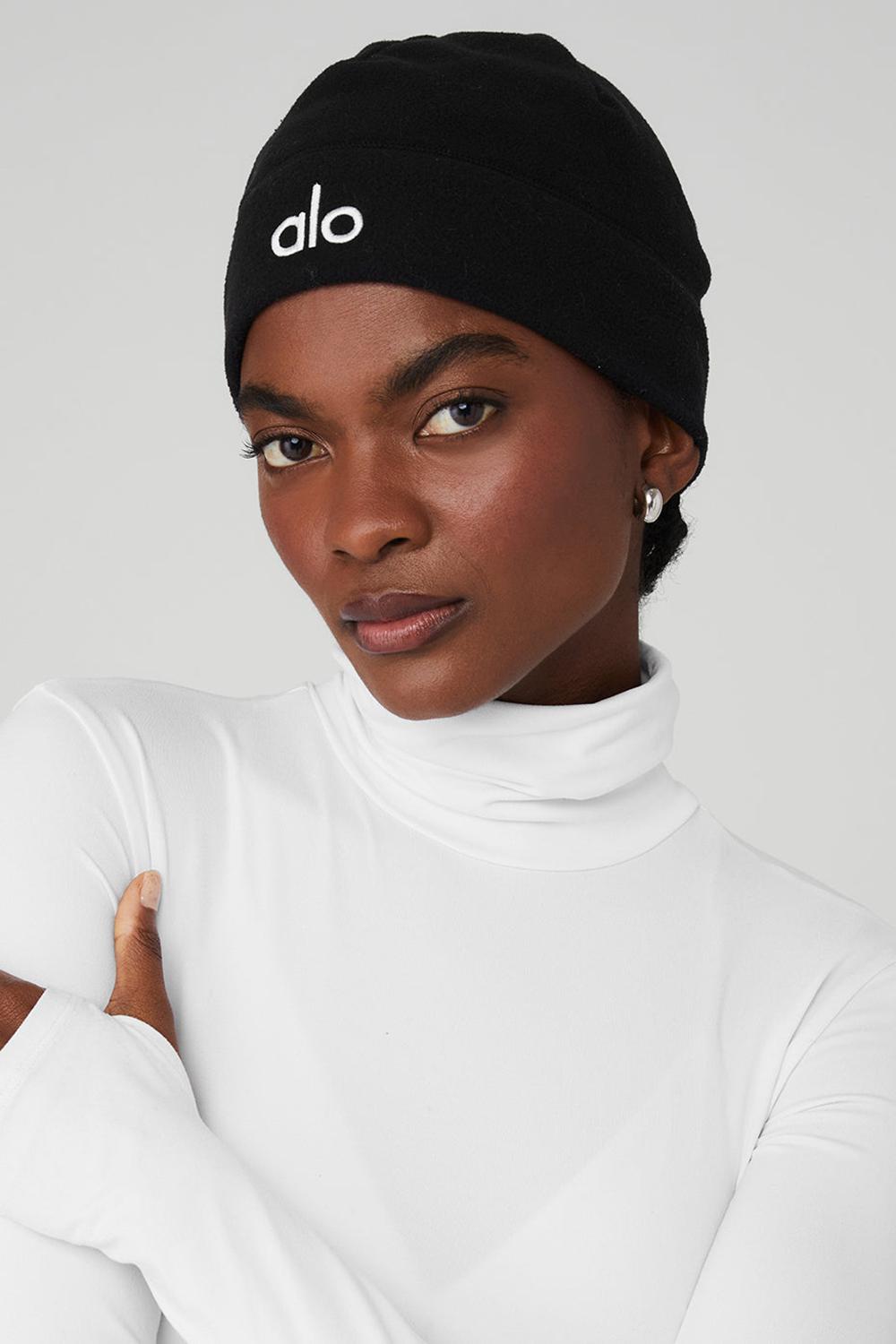 Women Alo Yoga Performance Fleece Beanie Black | India  39521-UNGL