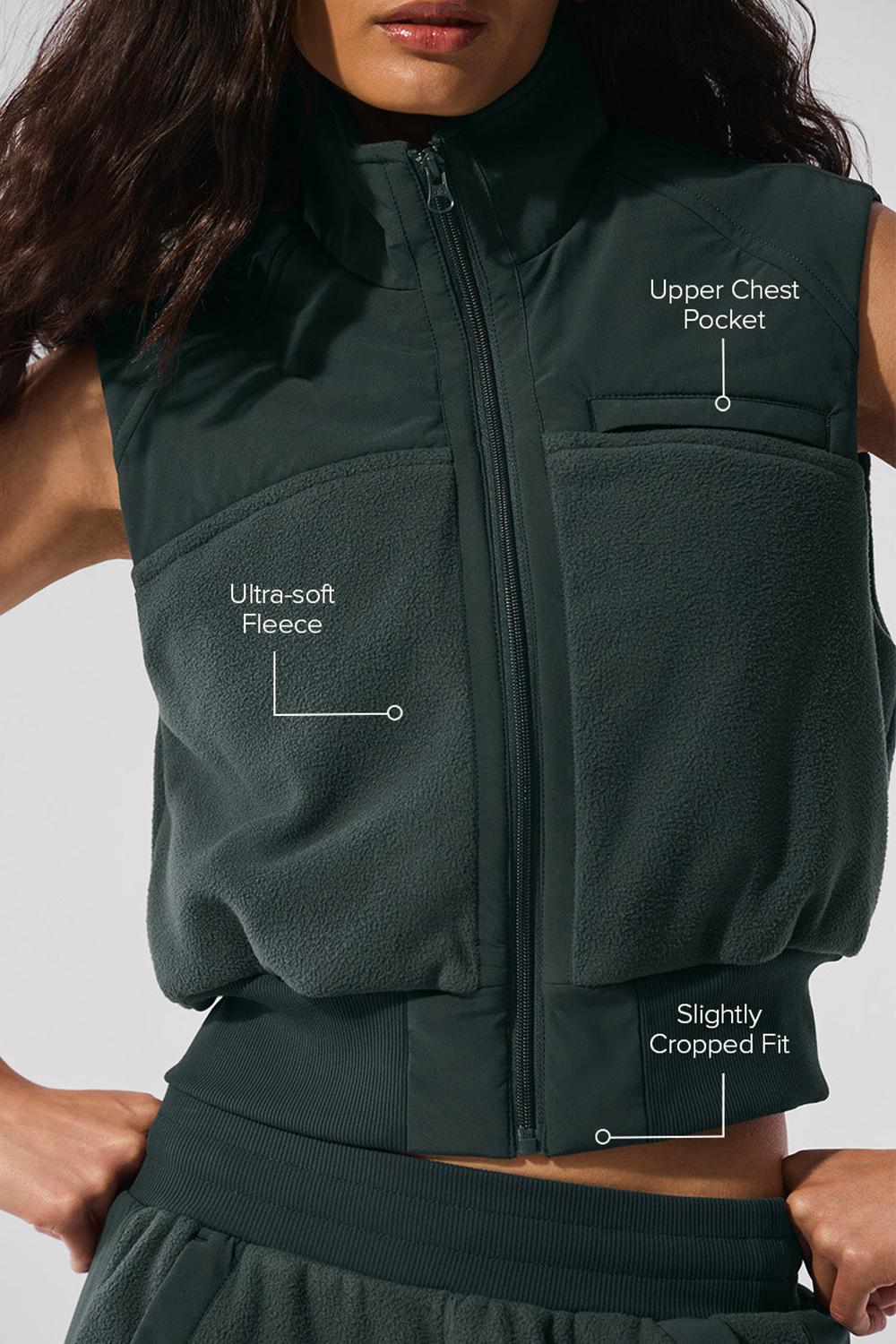 Women Alo Yoga Polar Fleece Wintry Mix Vest Charcoal Green | India  50416-XRYZ