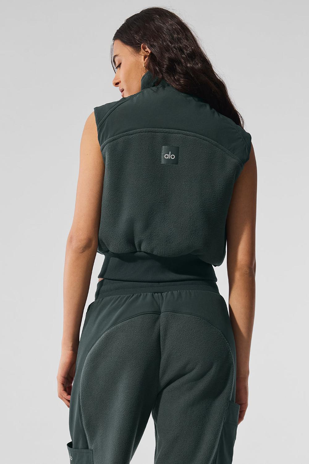 Women Alo Yoga Polar Fleece Wintry Mix Vest Charcoal Green | India  50416-XRYZ