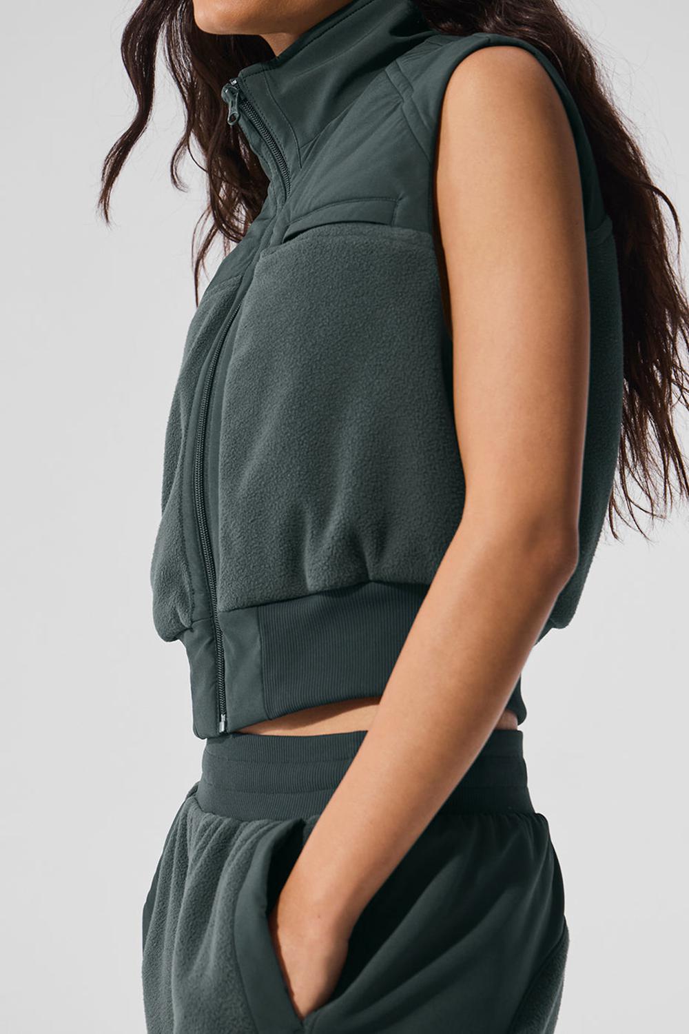 Women Alo Yoga Polar Fleece Wintry Mix Vest Charcoal Green | India  50416-XRYZ