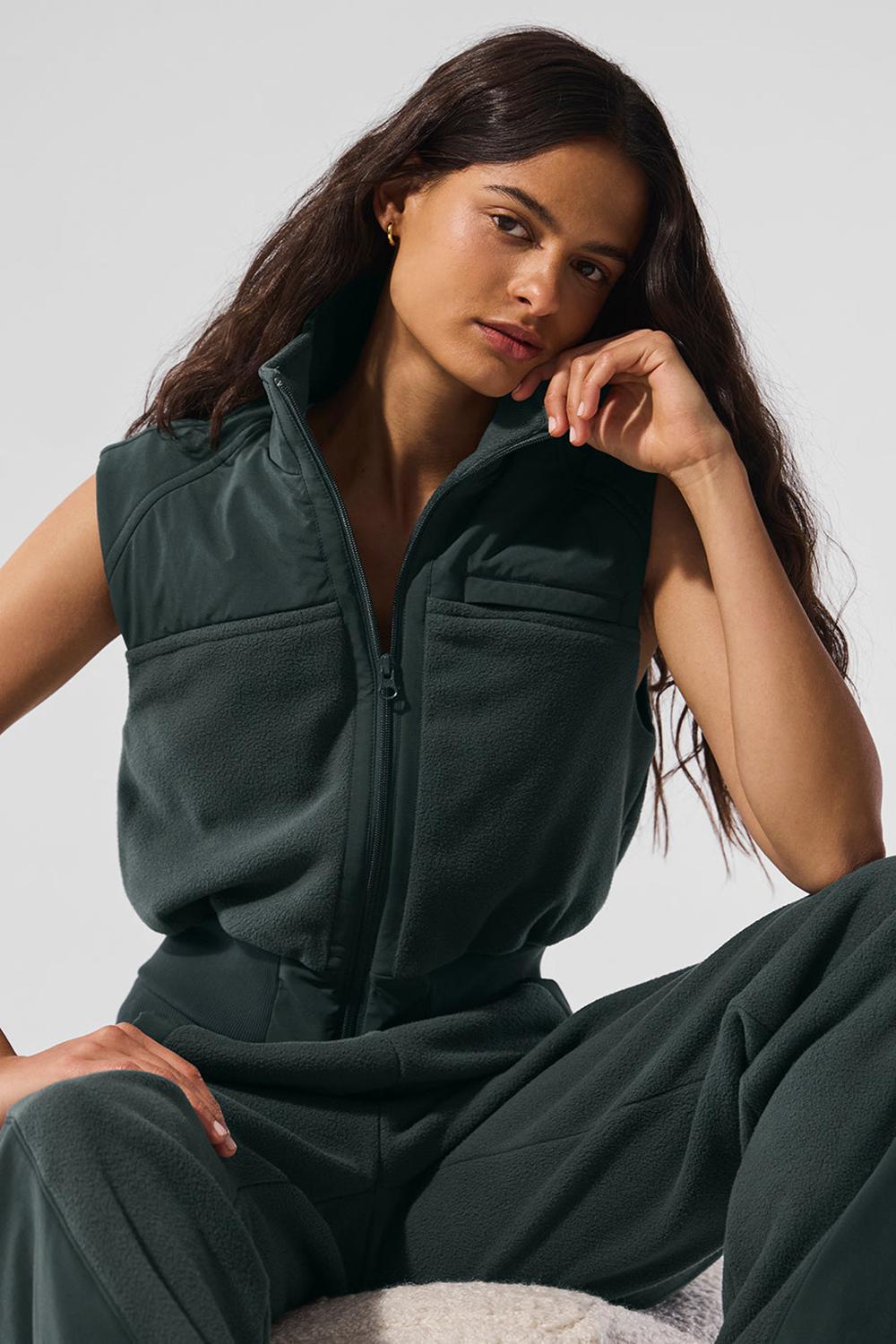 Women Alo Yoga Polar Fleece Wintry Mix Vest Charcoal Green | India  50416-XRYZ