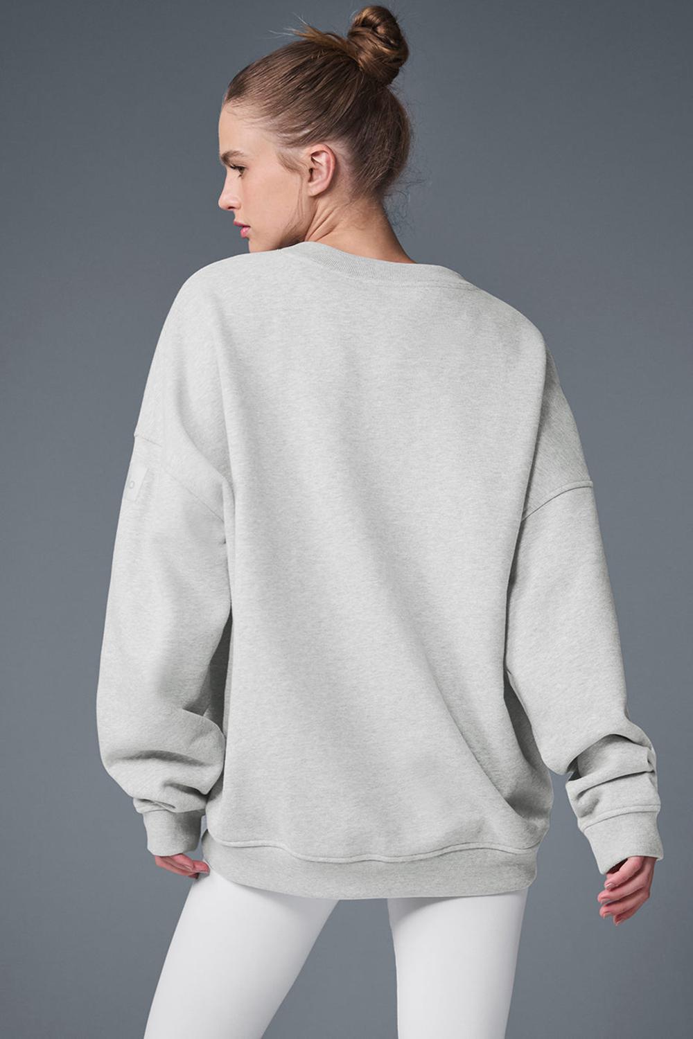 Women Alo Yoga Renown Heavy Weight Crew Neck Pullover Athletic Heather Grey | India  30854-CNLR