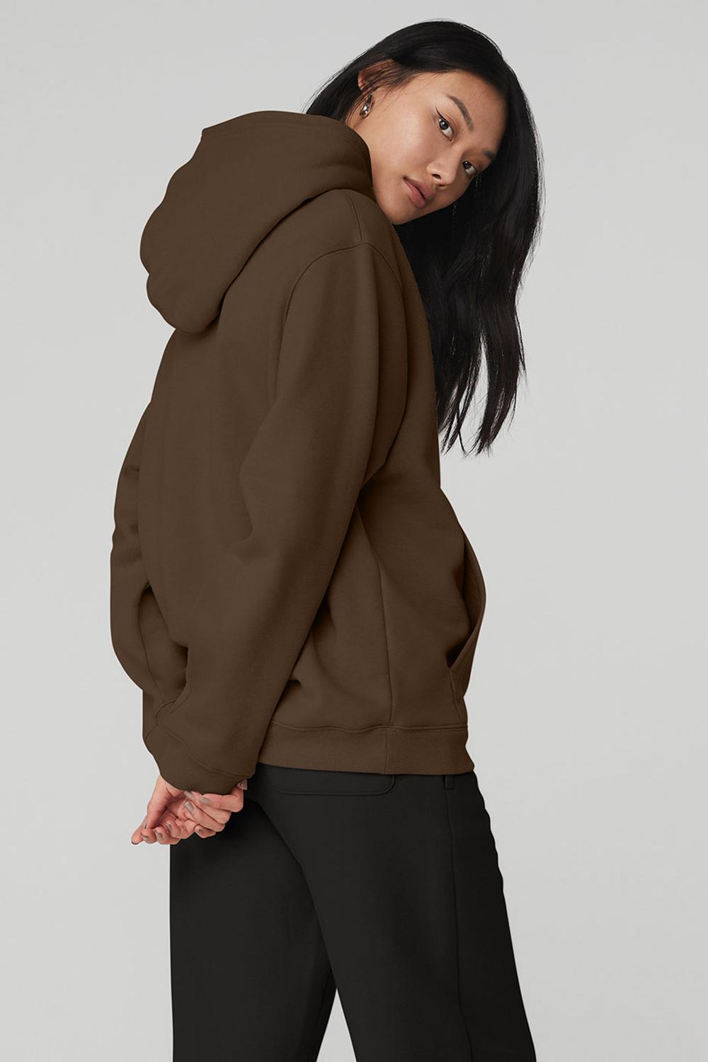 Women Alo Yoga Renown Heavy Weight Hoodie Espresso | India  54632-FXUZ