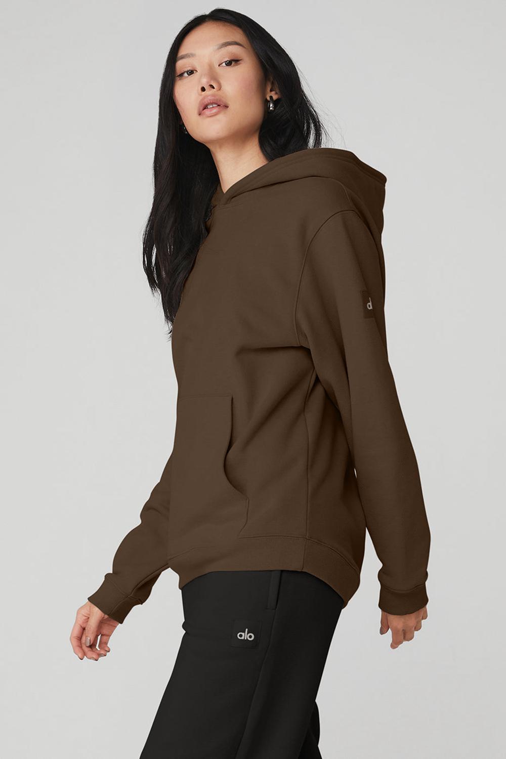 Women Alo Yoga Renown Heavy Weight Hoodie Espresso | India  54632-FXUZ