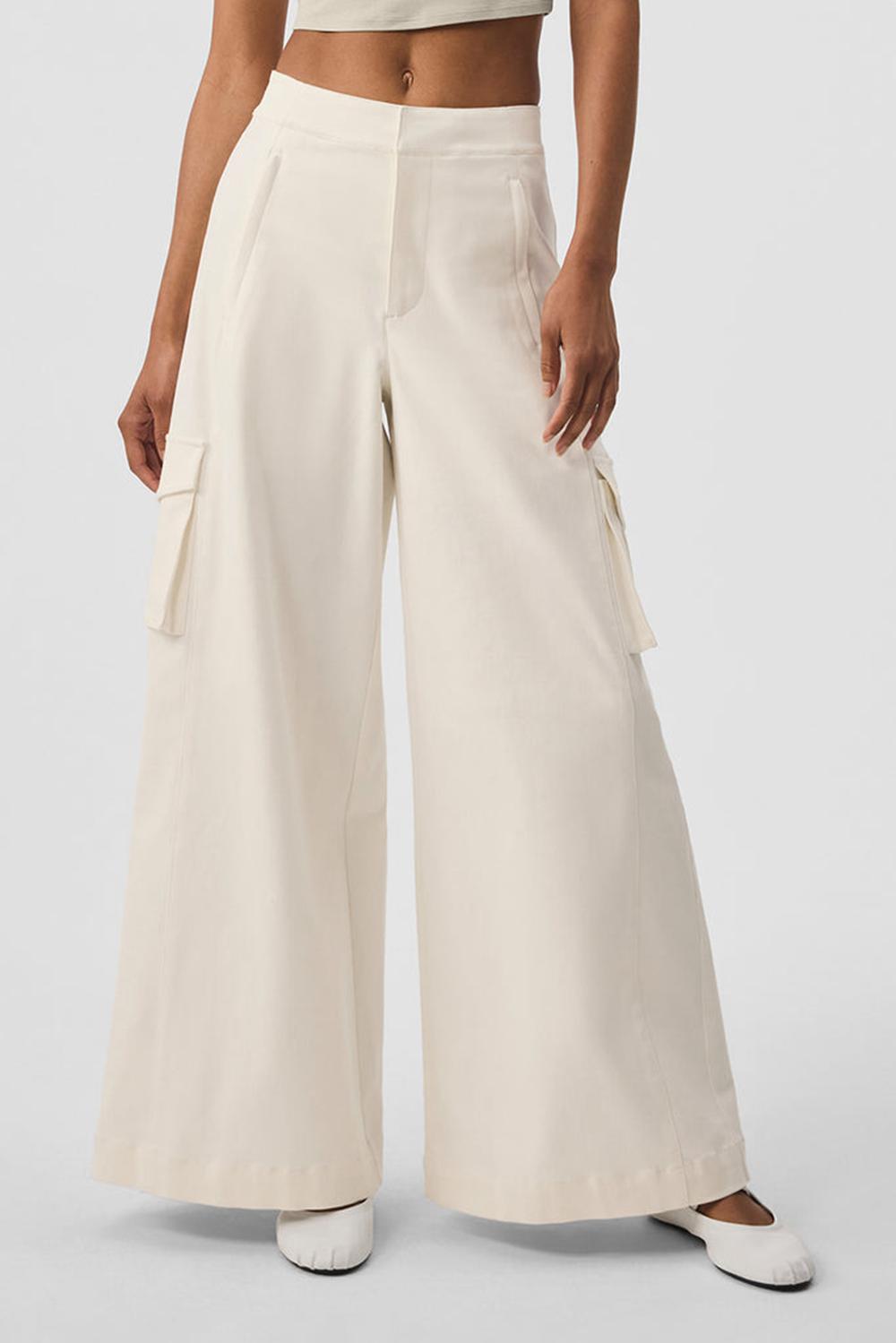 Women Alo Yoga Show Off Cargo Wide Leg (Regular) Pant Ivory | India  47619-UMLV