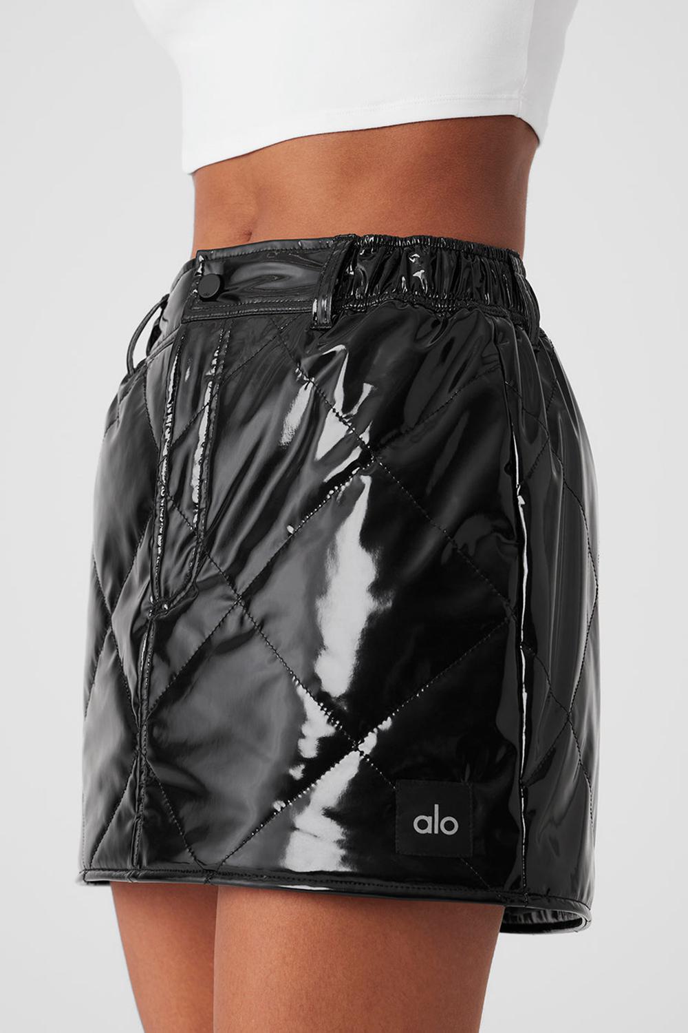 Women Alo Yoga Snomoto Mini Skirt Black | India  09154-HSTU