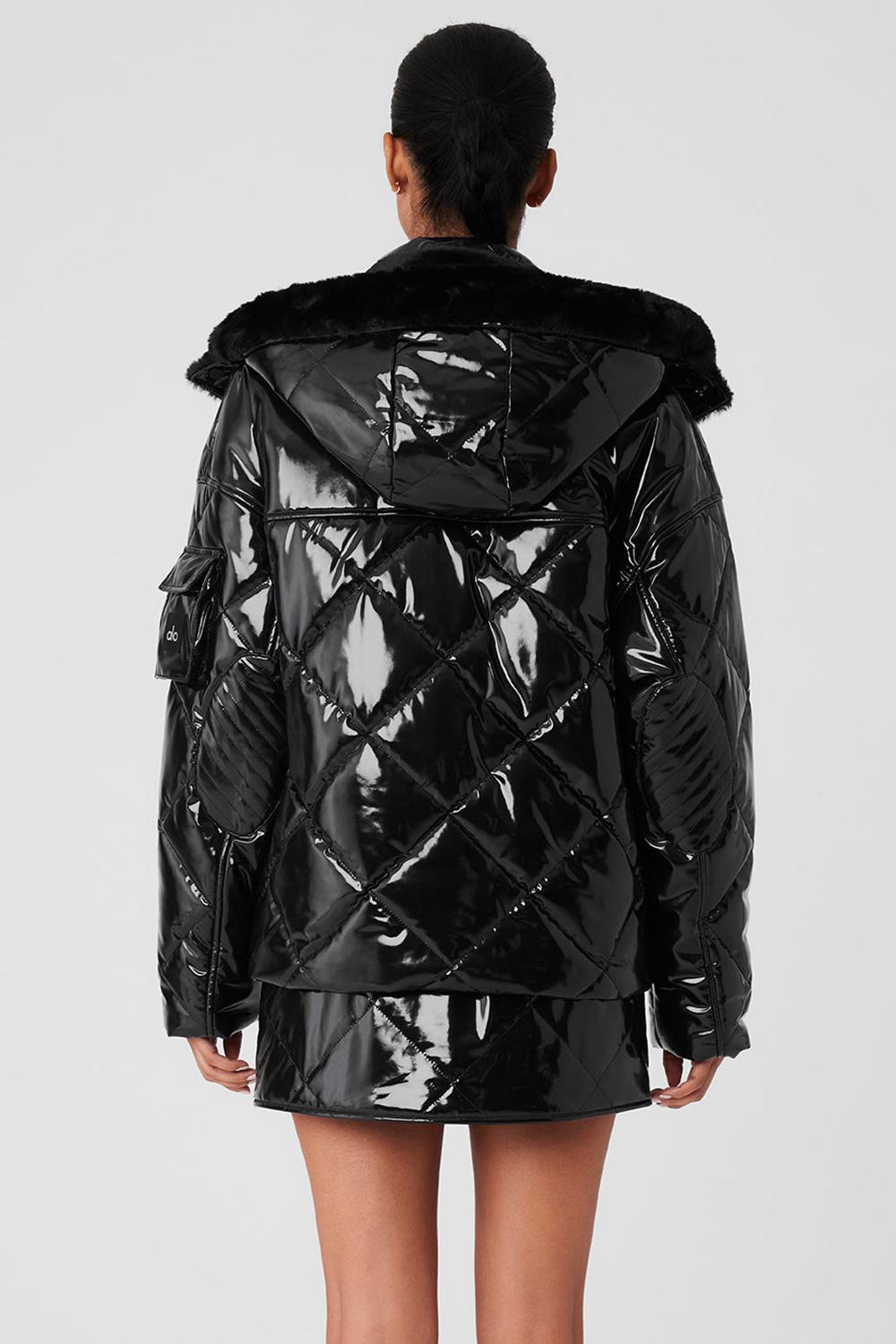 Women Alo Yoga Snomoto Puffer Jacket Black | India  76824-VMPN