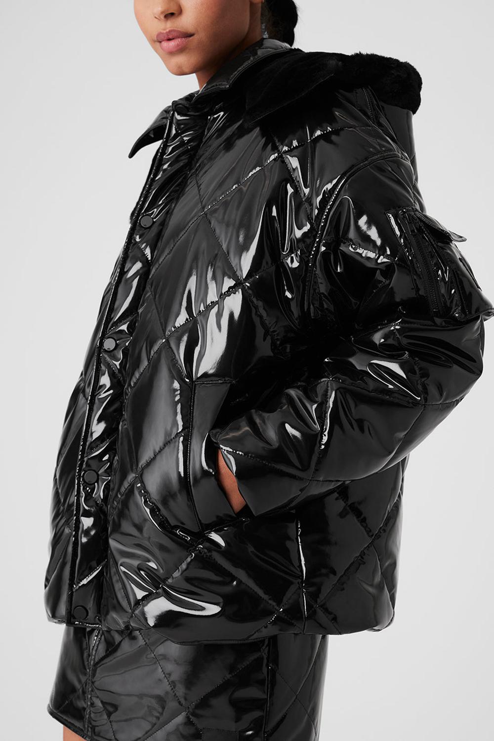 Women Alo Yoga Snomoto Puffer Jacket Black | India  76824-VMPN