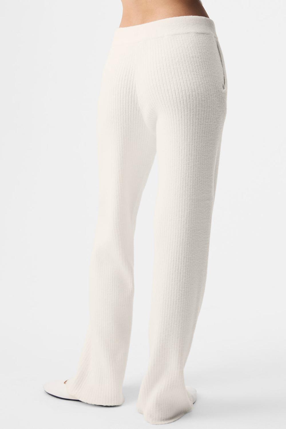 Women Alo Yoga Snuggle Up Sweater High-Waist Wide Leg Pant Ivory | India  43718-GWFD
