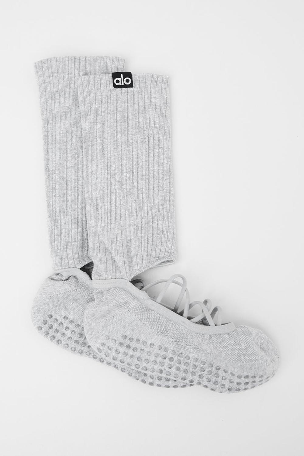 Women Alo Yoga Strappy Siren Grip Sock Athletic Heather Grey | India  05967-SWXL