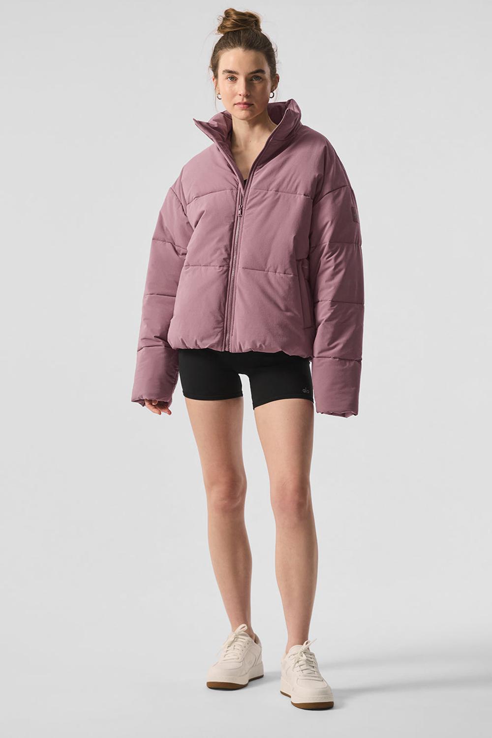 Women Alo Yoga Stretch Woven Street Puffer Jacket Woodrose | India  79521-PZVW