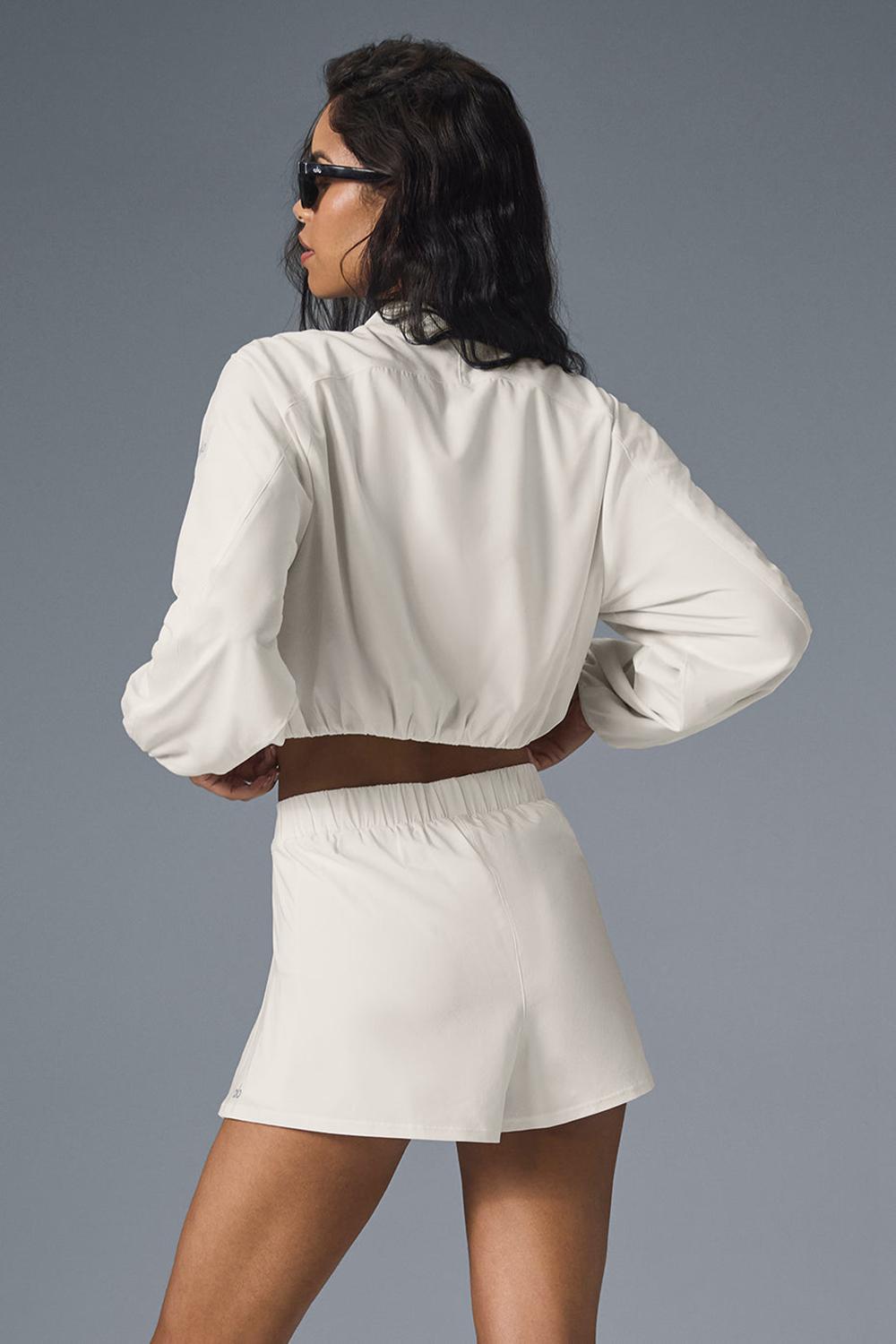 Women Alo Yoga Tiebreaker Jacket Ivory | India  46309-XEOW
