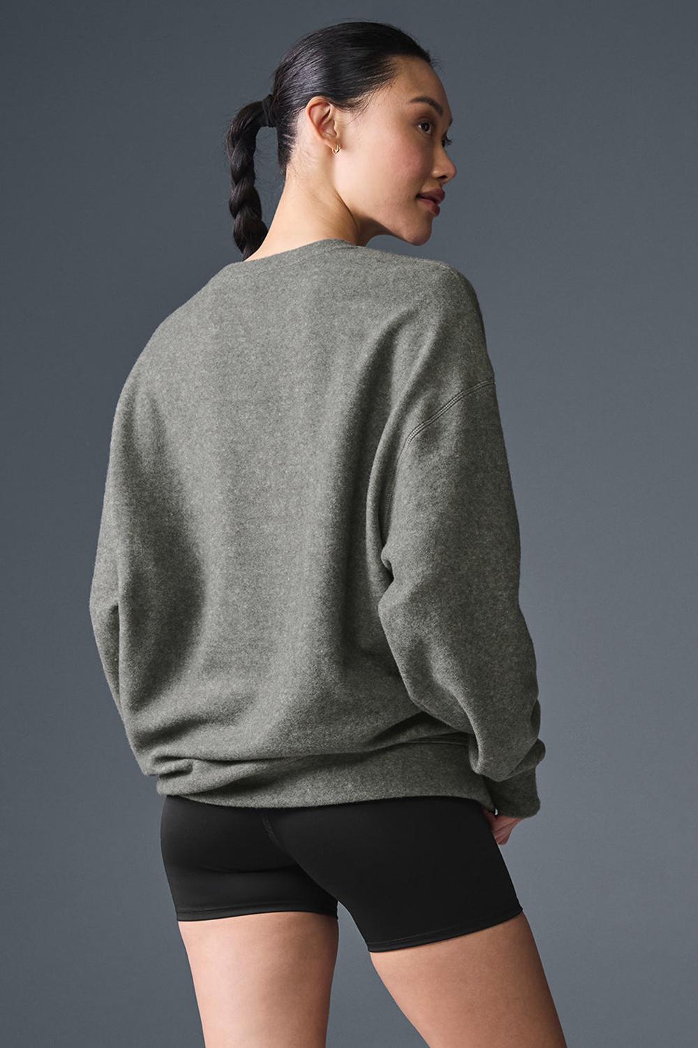 Women Alo Yoga Triumph Restore Crew Neck Sweatshirt Grey Triblend | India  29768-JUBP