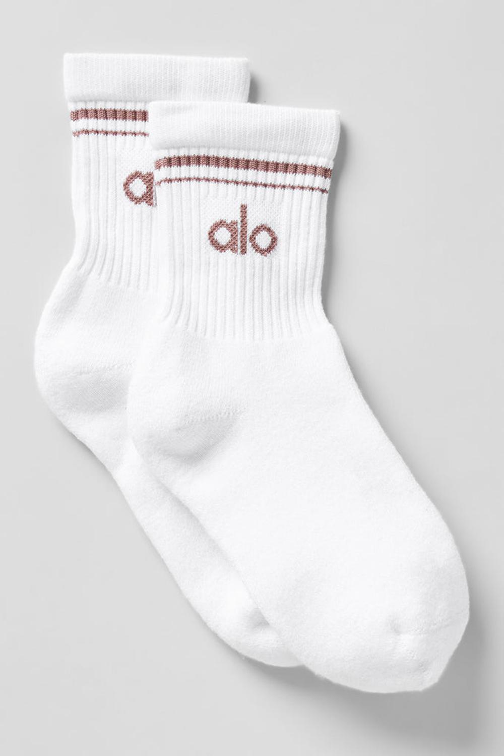 Women Alo Yoga Unisex Half-Crew Throwback Sock White / Mushroom | India  43528-RSPJ