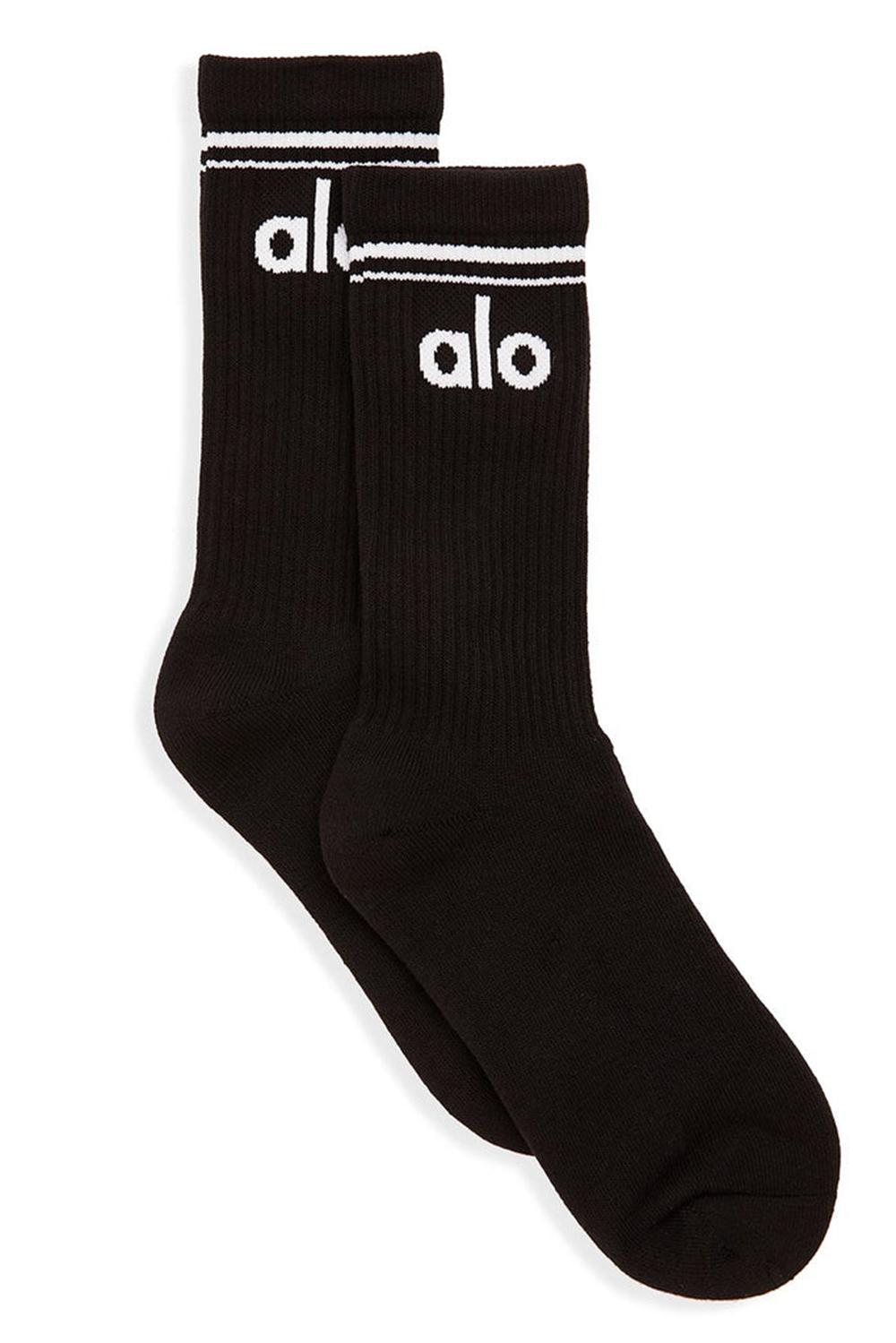 Women Alo Yoga Unisex Throwback Sock Black / White | India  36429-YGNK