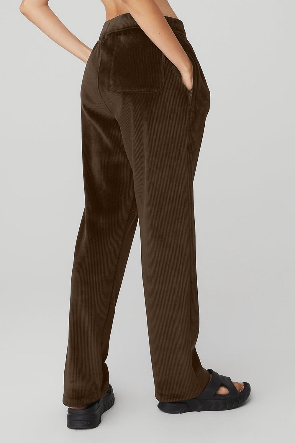 Women Alo Yoga Velour Baller Pant Espresso | India  93752-IVST