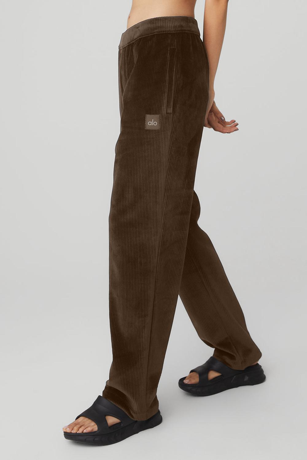 Women Alo Yoga Velour Baller Pant Espresso | India  93752-IVST