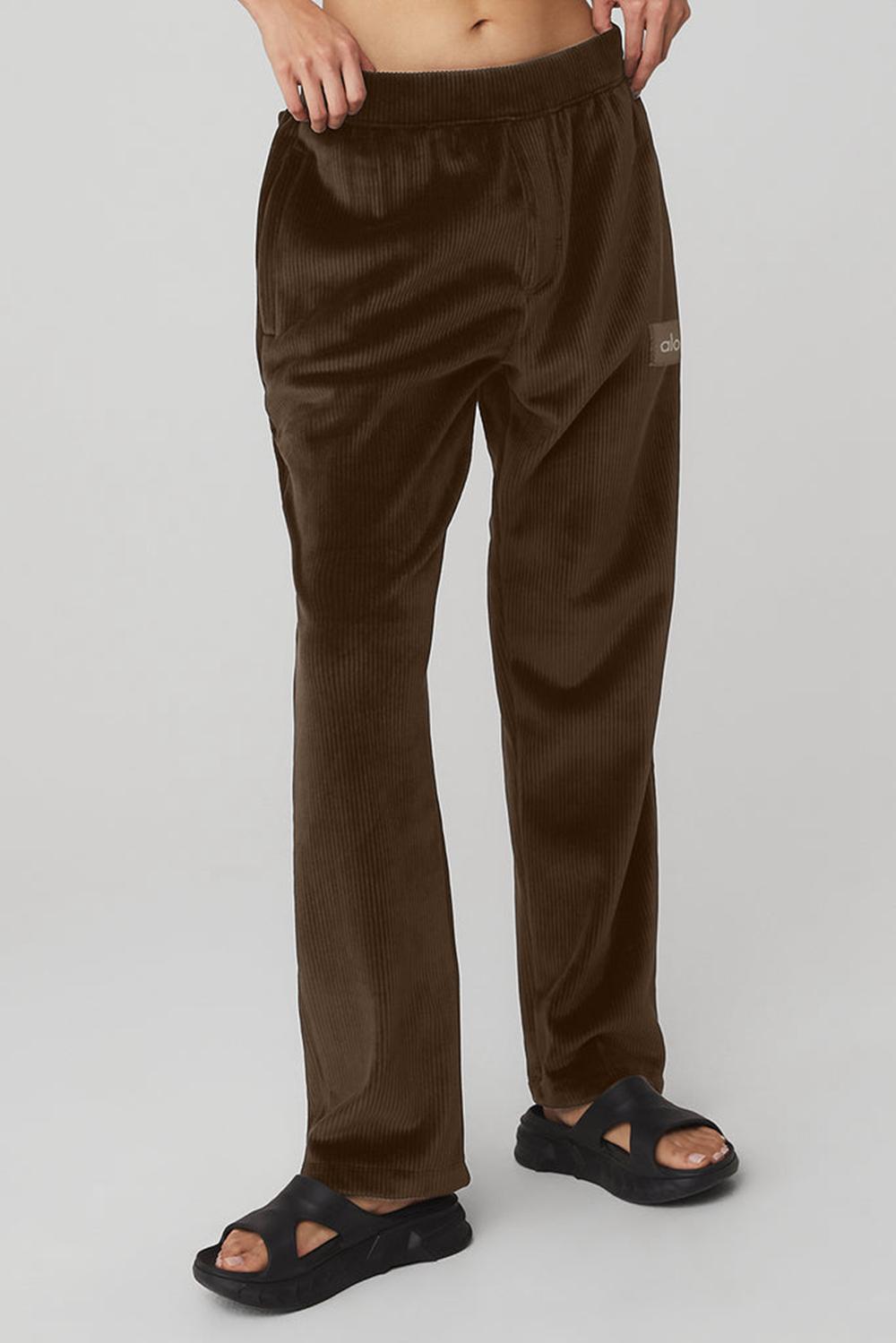 Women Alo Yoga Velour Baller Pant Espresso | India  93752-IVST