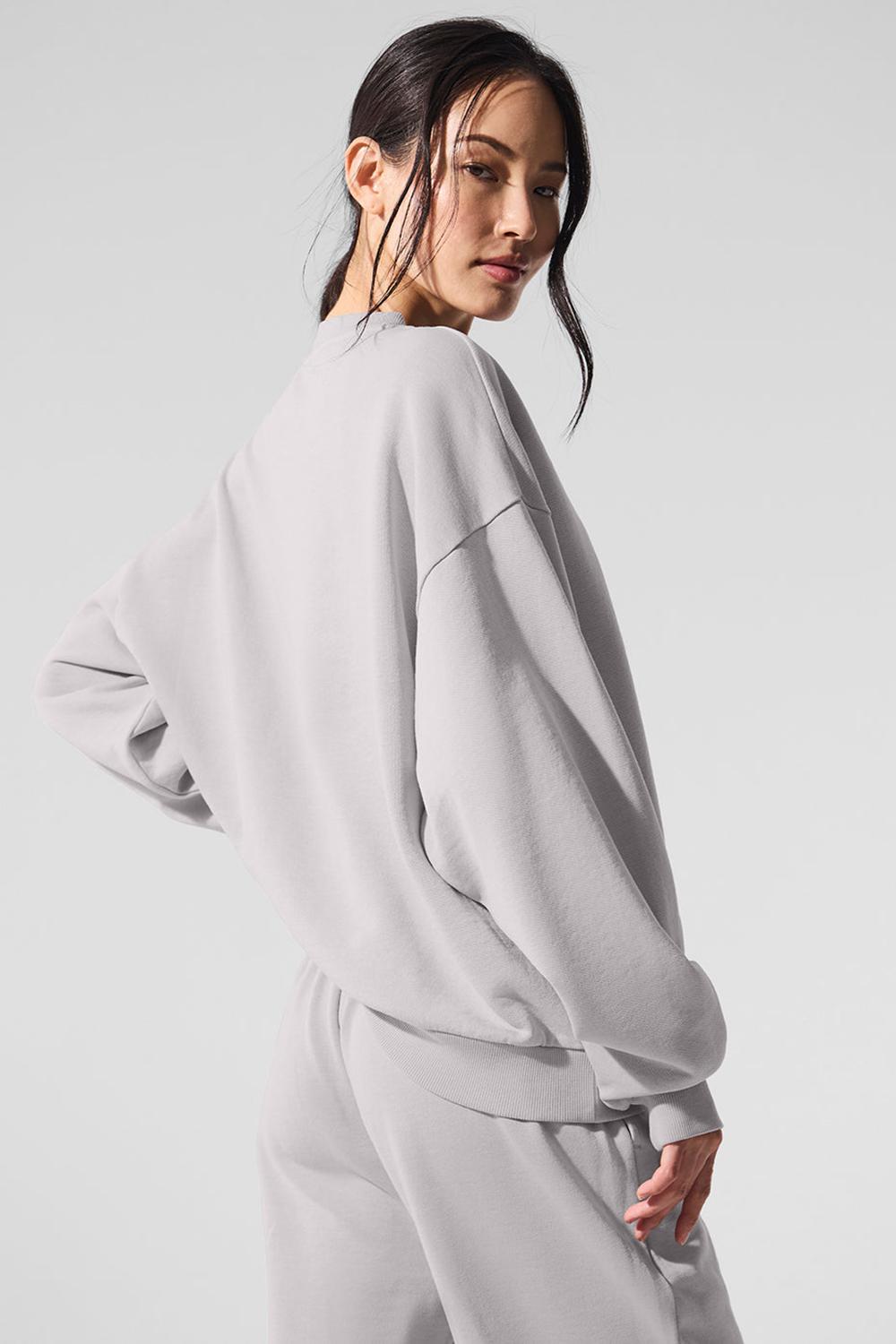Women Alo Yoga Washed Accolade Crew Neck Pullover Grey Sky Wash | India  50687-PLIX