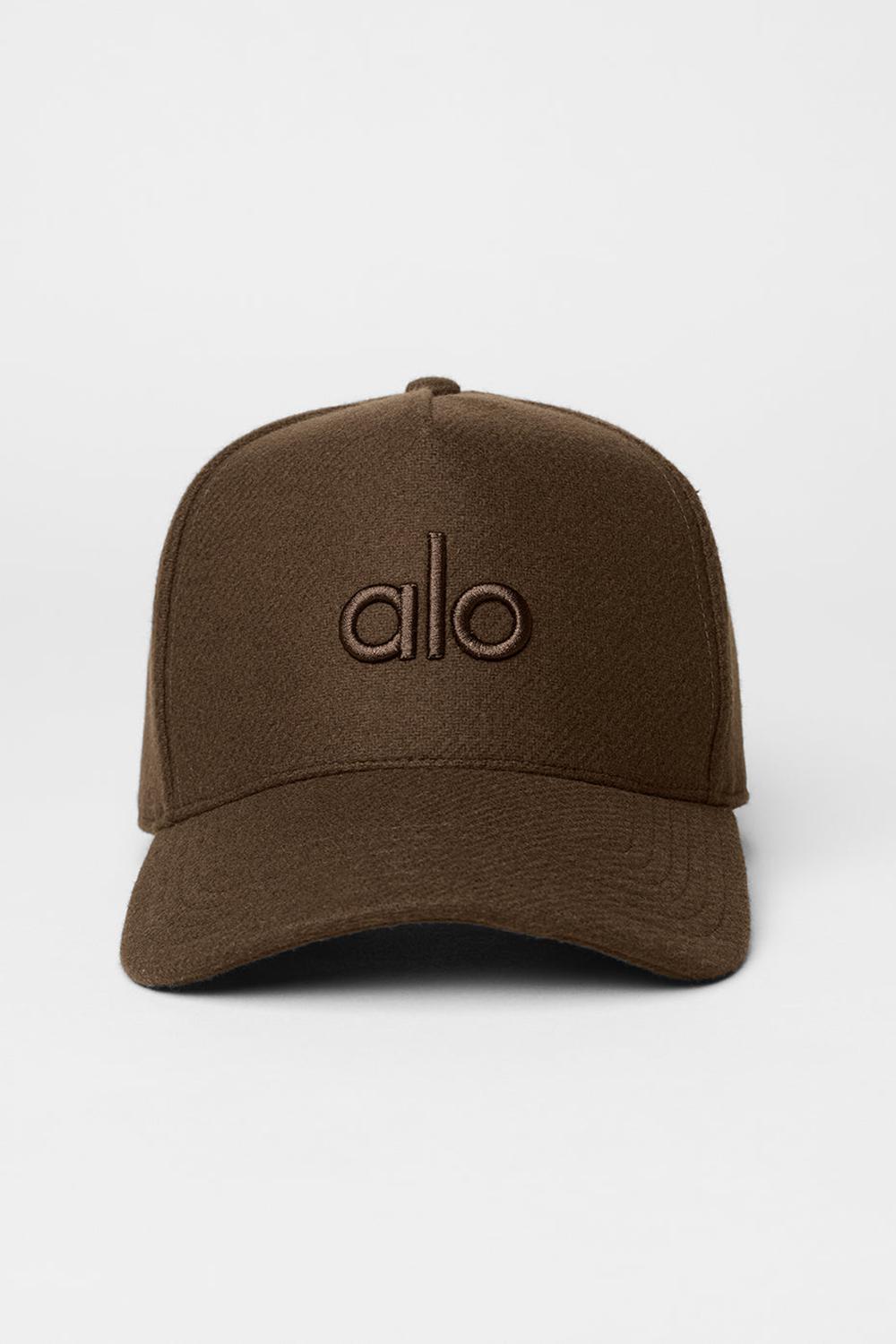 Women Alo Yoga Wool District Trucker Hat Espresso | India  39412-NOBX