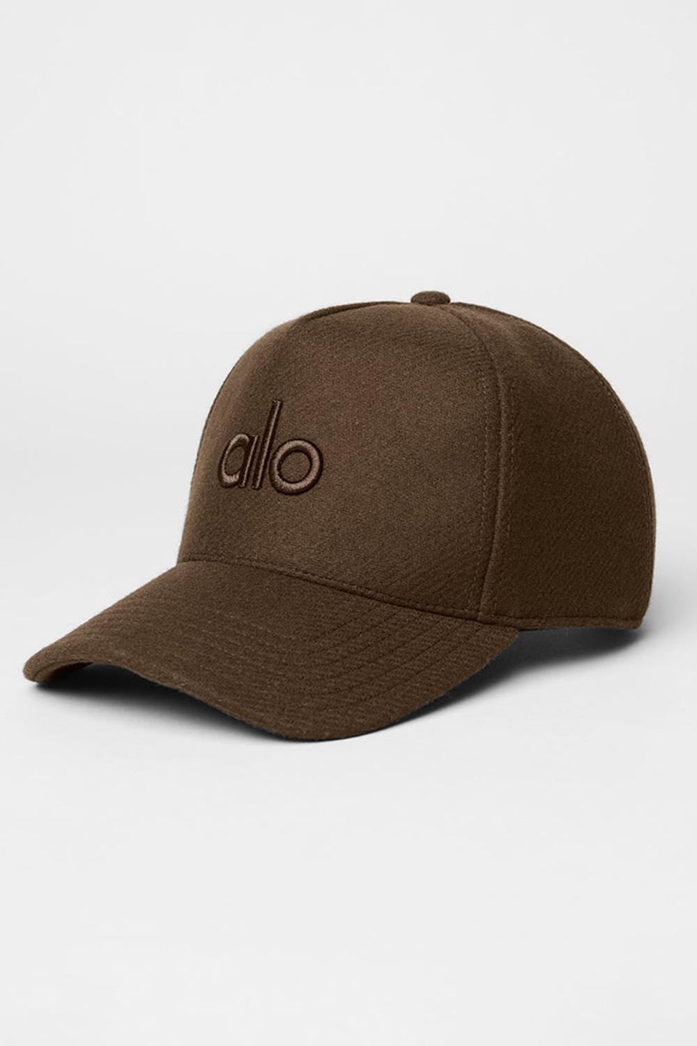 Women Alo Yoga Wool District Trucker Hat Espresso | India  39412-NOBX