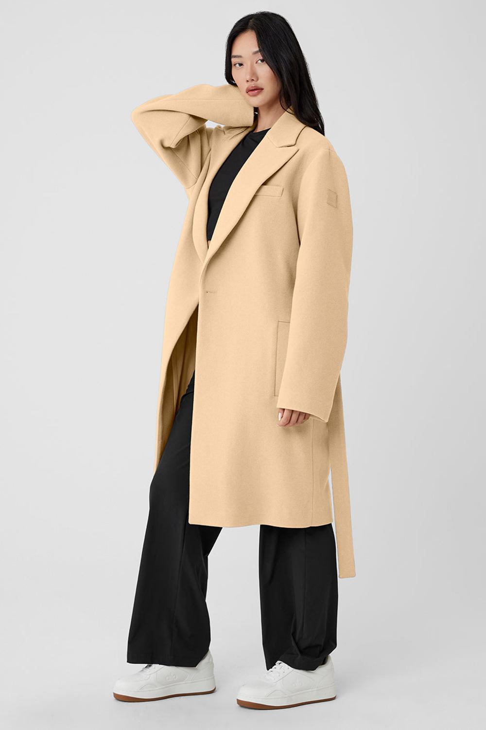 Women Alo Yoga Wool Gameday Overcoat Camel | India  12704-KCDO